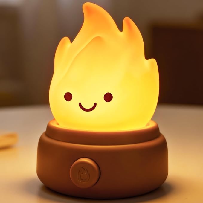 2026 Upgrade Campfire Night Light, Portable Flame Lamp with 6 White Noise, Flameless Candles Lamps for Indoor Outdoor, Rechargeable Silicone Ambiance Light for Kids Anime Fans Camping Nursery Decor
