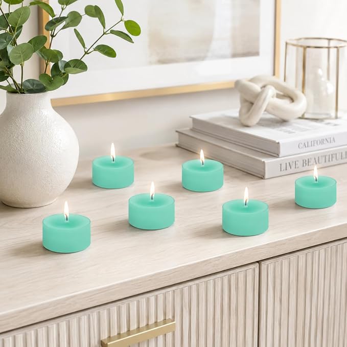 Mint Green Tea Lights Set of 24, Mint Scented Tealight Candles, Handmade Tea Candles, Long Burning Tealights for Romantic Wedding Home Decor Gift