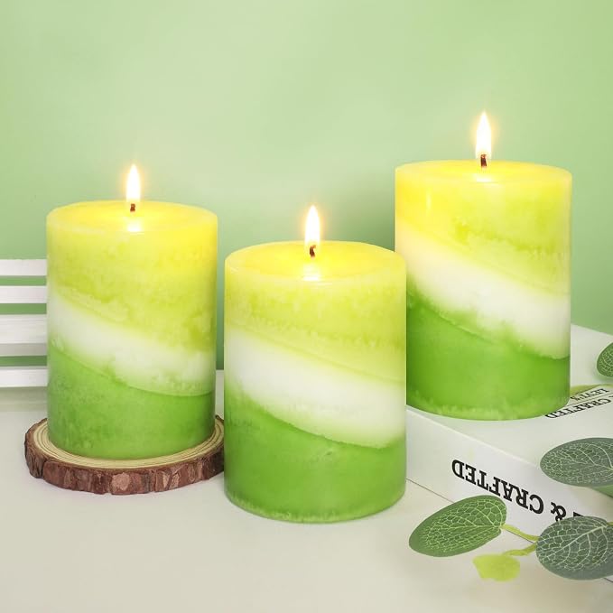 Crystal Club Eucalyptus Mint Scented Candles, 3x4 Inch Green Pillar Candle, Long Burning 40+ Hours, Aromatherapy Candle for Home Decor & Tabletop Centerpiece