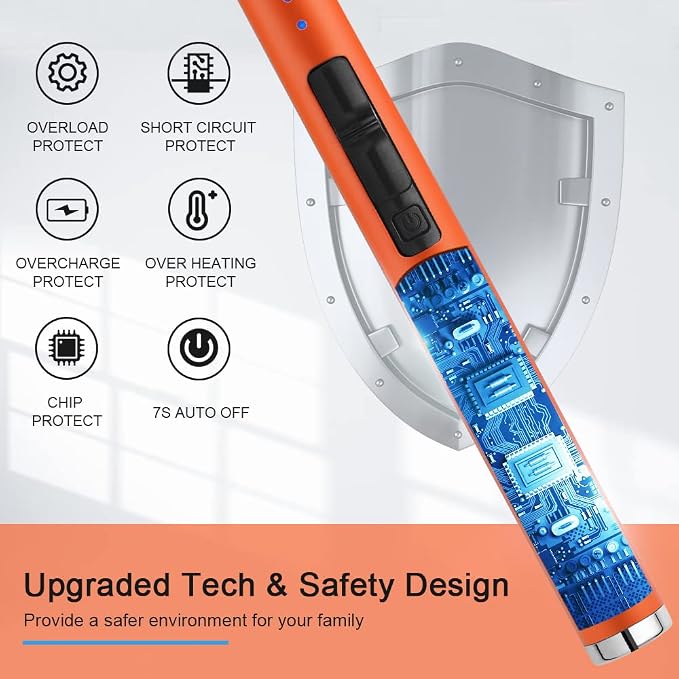 SUPRUS Fluorescent Lighter Glows in The Dark USB Lighter Rechargeable Windproof Pocket Size for Candle Cooking BBQ in Party (Orange)