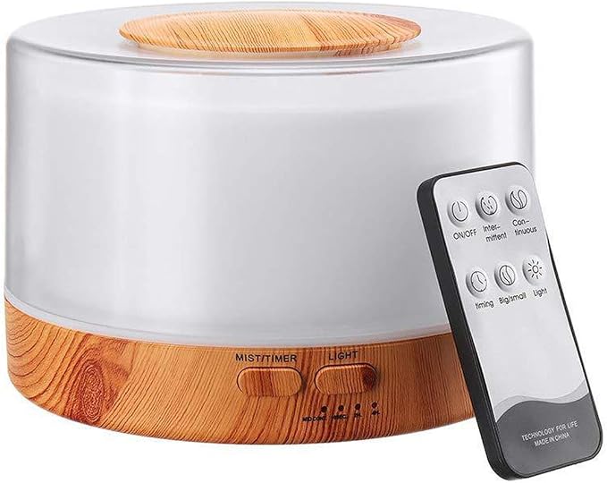 Aromatherapy Essential Oil Diffuser,700ML Ultrasonic Aroma Cool Mist Humidifier with Adjustable Mist Mode,Waterless Auto Shut-Off and Remote Control,7 Color Changing LED Night Lights for Home