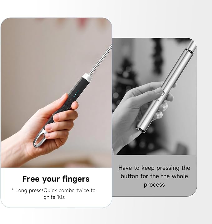 Electric Candle Lighter, USB-C Rechageable Arc Lighters for Camping, Long Lighter with 360° Flexible Neck & Safety Switch, Windproof lighters for BBQ, Gift for Mom, Wife (Black)