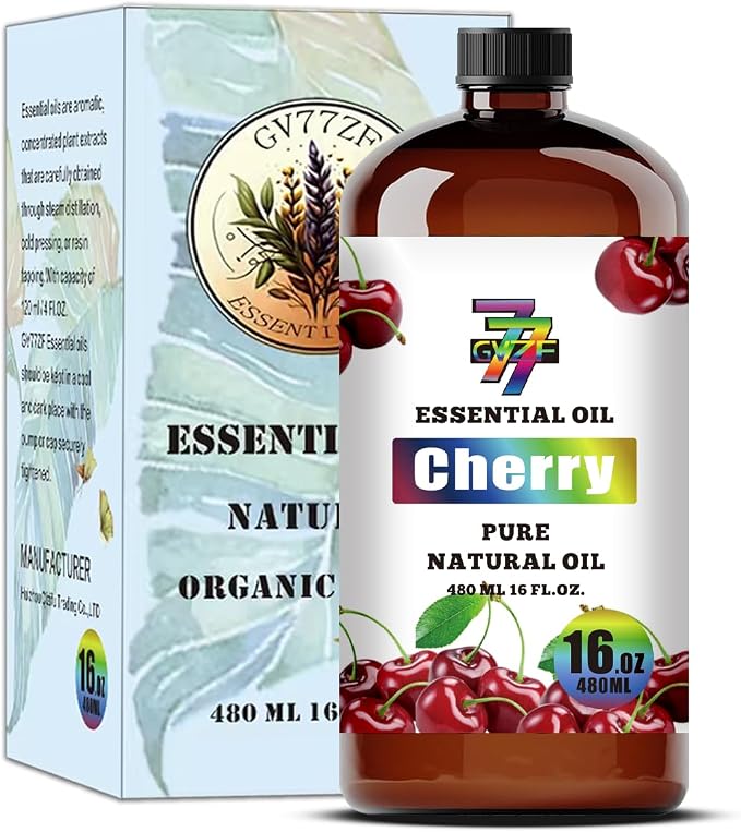 Cherry Essential Oil, Cherry Oils, for Diffuser, Humidifier, DIY Candles, Soap, Home, Office, Car, Gift, Essential Oil, GV77ZF Cherry Fragrance Oil - 16 fl oz (480 ml)