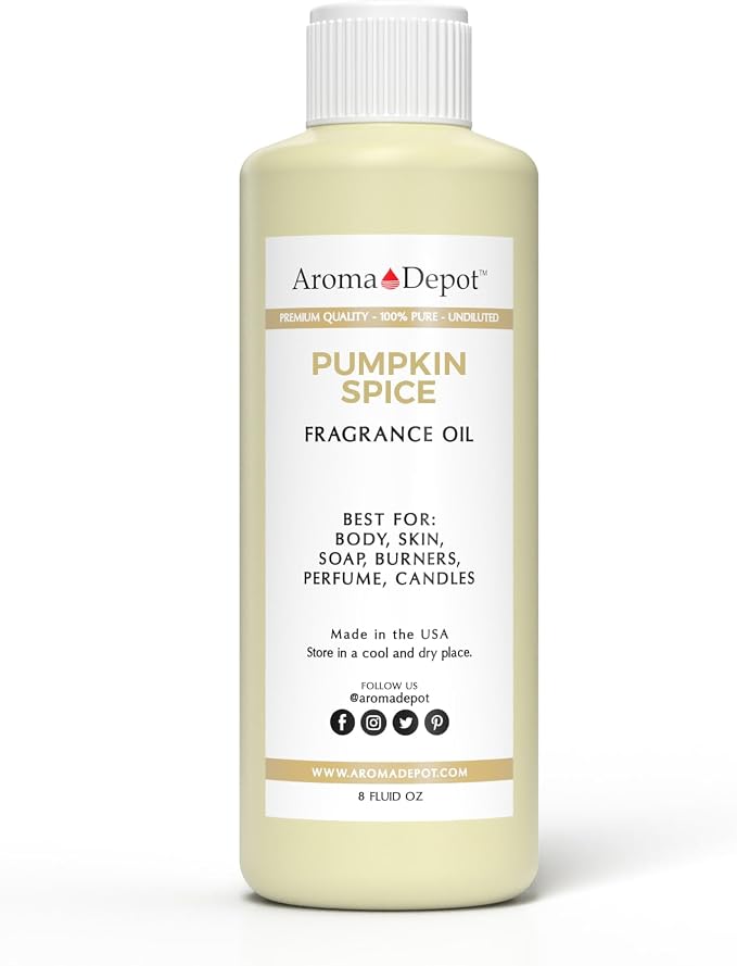 Aroma Depot 8oz / 8 Ounces Pumpkin SpicePerfume Oil for making, Body Oil, Soap, Candle Making & Incense. Our version is a Premium Quality Undiluted & Alcohol Free