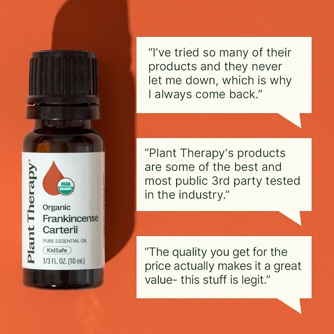 Plant Therapy Organic Frankincense Carterii Essential Oil 100% Pure, USDA Certified Organic, Undiluted, Natural Aromatherapy, Therapeutic Grade 10 mL (1/3 oz)