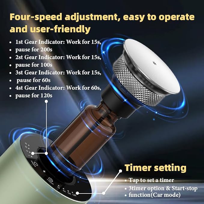 2026 Upgraded Rechargeable Waterless Car Scent Diffuser Kit, Includes 2 Premium Oils, Auto On/Off, 4 Mist Levels & Timers, Portable Aromatherapy Diffuser for Hotel,Home,Room,Studio,Office - Green