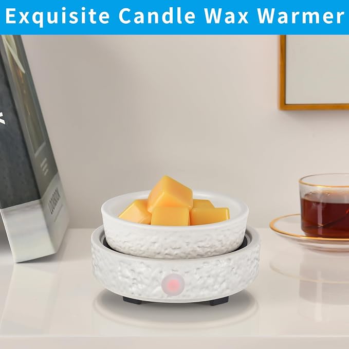 nawaza Ceramic Wax Melt Warmer Fragrance, 3 in1 Electric Candle Wax Warmer, Scented Wax Melt Wax Cubes Melter Fragrance Warmer for Home,Office, Birthday Gifts for Women Mom(White-01)