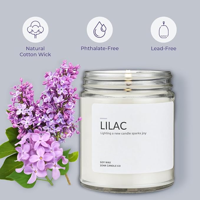 1OAK Lilac Candle - Soy Wax Scented Candles (Lilac) - Soy Candle for Home Scented - Long Burning Candles Premium - Hand-Poured (7oz.)