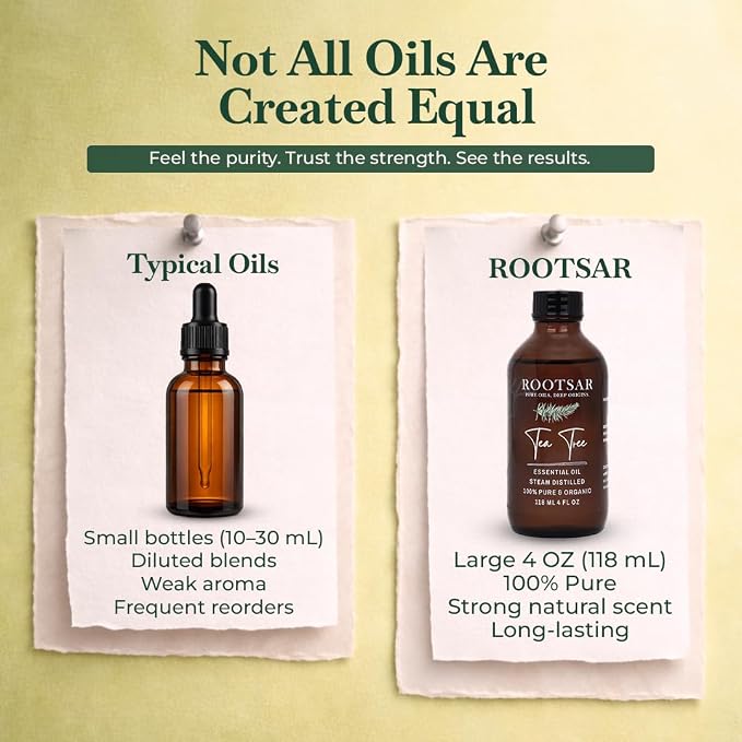Tea Tree Essential Oil – 100% Pure Organic Tea Tree Oil, Steam Distilled, 4 FL OZ / 118 ML – Premium Essential Oil for Diffuser, Aromatherapy, Massage, Skin Care, Candle & Soap Making