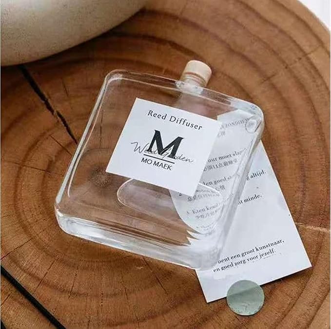 100ML/3.3OZ Clear Glass Diffuser Bottles Square Empty Essential Oils Refill Replacement Scent Fragrance Reed Diffuser Jars DIY Perfume with Dry Flower Home Decor Wedding Favors Gifts