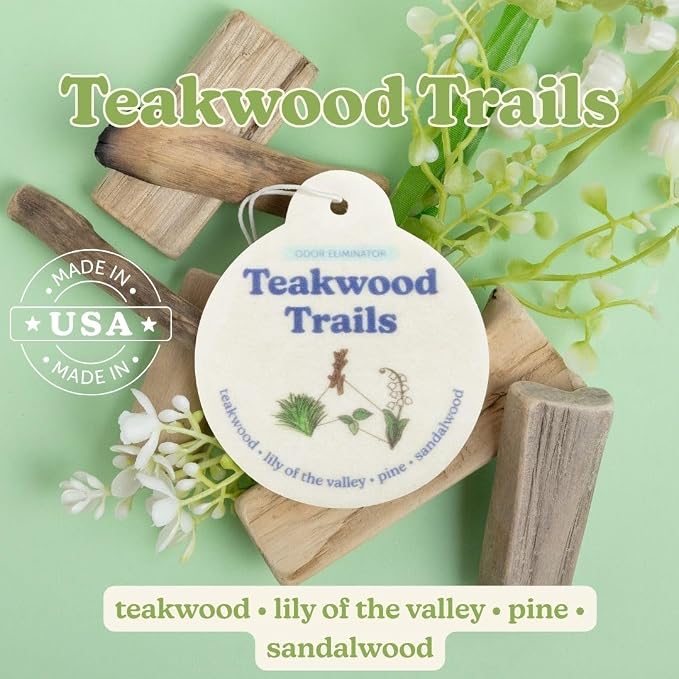 Happy Wax Odor Eliminating Car Charms 4-Pack - Includes: Blooming Vanilla, Golden Citrus, Sugared Fruit, Teakwood Trails