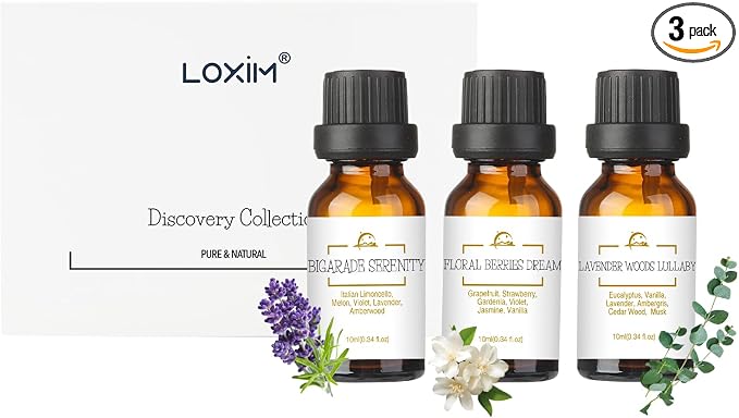 LOXIM Sweet Dreamscape Essential Oil Blends, Pure Natural Essential Oils Set of 3, Fragrance Oil Perfect for Humidifiers, Diffusers, Candle Making, Gifts - Lavender, Vanilla, Eucalyptus