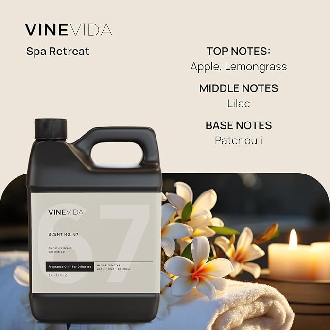 VINEVIDA Spa Retreat Fragrance Oil for Cold Air Diffusers - 32 Fl Oz -Essential Oils for Diffuser Oil Refill & Air Freshener Room Spray