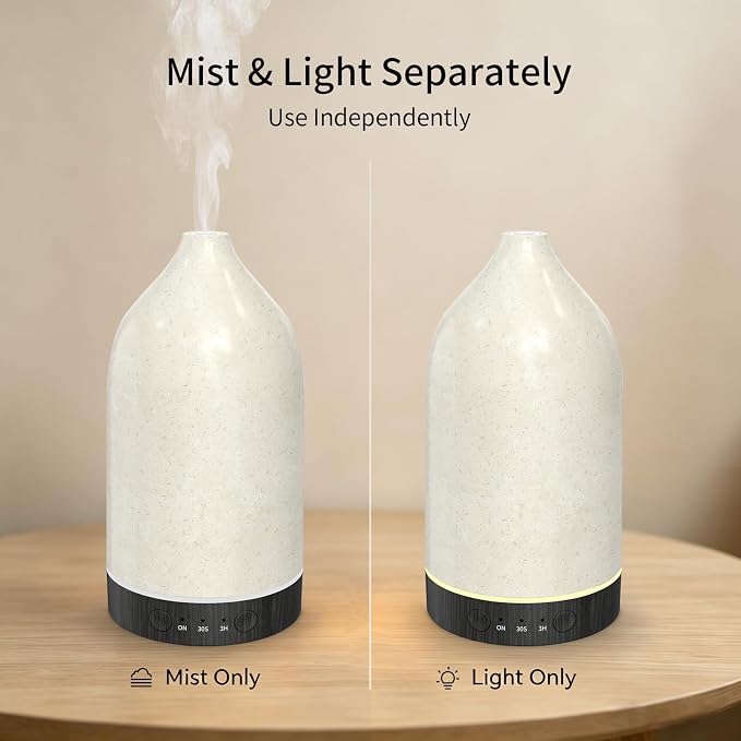 SPLITSKY Essential Oil Diffuser 150ml, Small Aromatherapy Diffuser with Remote Control, 7-Color LED Light, 3 Timer, Quiet Ultrasonic Diffuser with Auto Shut-Off, Easy to Clean for Living Room, Office