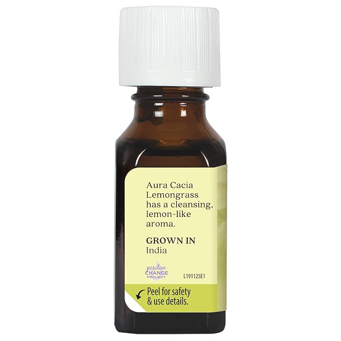 Aura Cacia Essential Oil, Inspiring Lemongrass, 0.5 Fluid Ounce, Packaging May Vary
