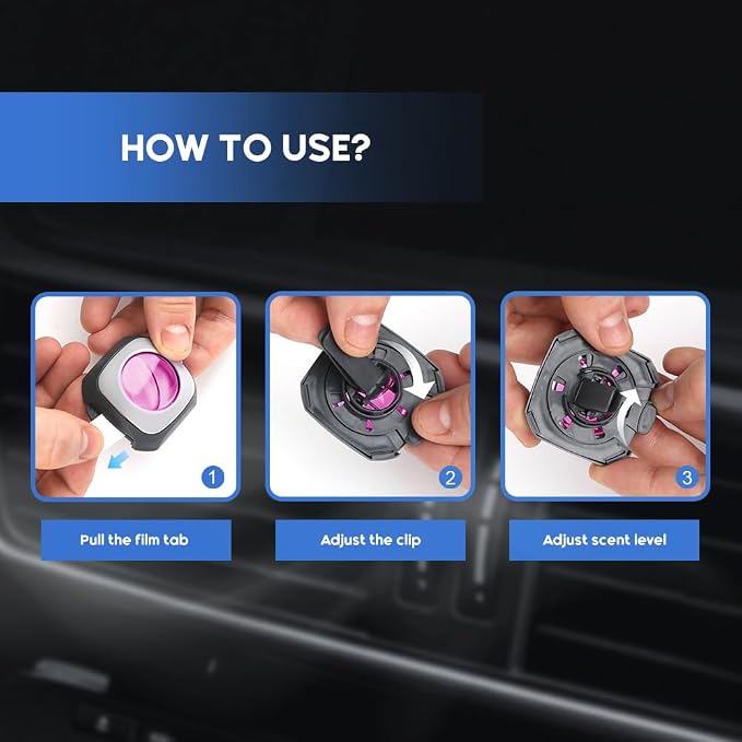 Air Jungles Car Air Fresheners Clip 6 Ct, Variety Pack Vent Clips, 4ml Each, Long Lasting Up to 180 Days Refresher Odor Eliminator, Multi Scent Ideal Gift for New Car Owner