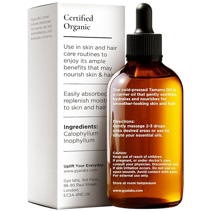 Gya Labs USDA Organic Tamanu Oil - 1 Fl Oz - Carrier Oil for Hair, Skin, Face, Scalp & Body Massage