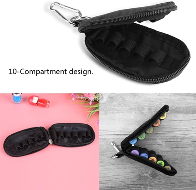 10 Bottles Essential Oil Travel Case, Fits 2ml Roller Bottles, Essential Oils Organizer Bag, Portable Mini Essentials Oil Key Chain Carrying Case (Excluding Bottle)