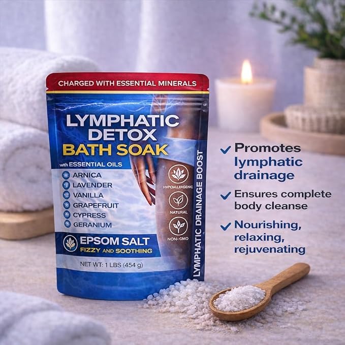 Bruizex Arnica Montana Bath Salts, Epsom Salt Bath Soak for Lymphatic Drainage & Body Detox, Magnesium Bath soak with Essential Oils, Bath Salts for Pain Relief, Swelling & Post Surgery -1 Lb