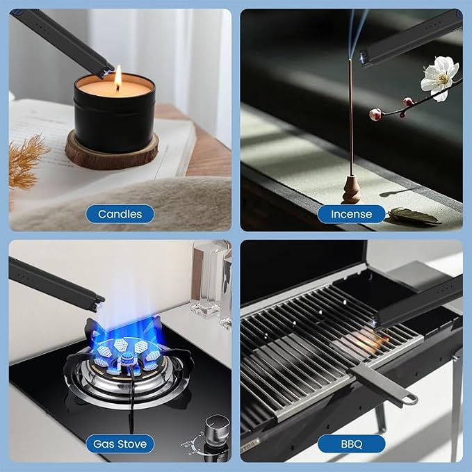Elegant Electric Candle Lighter for Women with USB-C Charging, Portable and Easy to Use, Stylish Arc Lighter for Candles (Black)