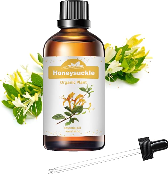 Honeysuckle Essential Oil, Mumianhua Pure Floral Scent for Evening Wind‑Down, Calming Aroma for Bedroom Diffuser, Pillow Mist, DIY Candle & Soap Making – 3.38 Fl Oz