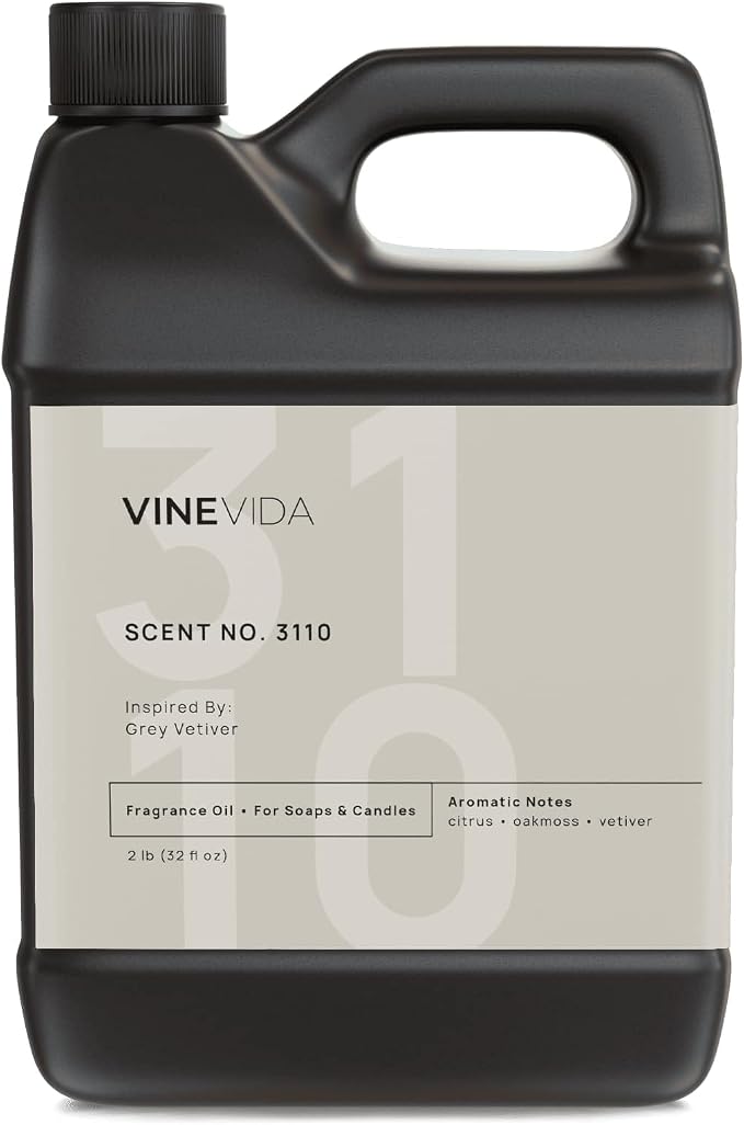 VINEVIDA Scent NO. 3110 Fragrance Oil - 32oz (2lbs) - Inspired by: Grey Vetiver Fragrance Oil for Candle Making - Made in USA Candle Scents Scents for Soap Making