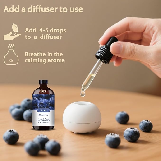 Blueberry Essential Oil – Blueberry Fragrance Oil for Diffuser, Humidifier, DIY Candle, Soap, Sweet Fruity Scent, Home, Gift Ready – MLYNKL (4.33 fl oz / 130ml)