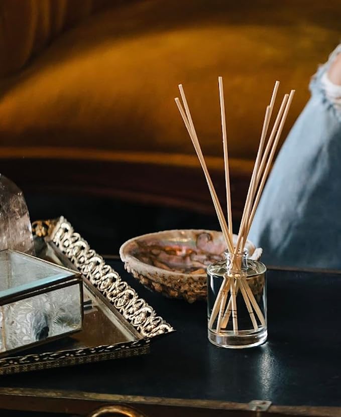 Brooklyn Candle Studio Reed Scent Diffuser - Italia - Relaxing Oil Diffuser, Cardamom, Vanilla & Orange Blossom Fragrance, 8 Rattan Diffuser Reeds, Clean Ingredients - 4.4oz