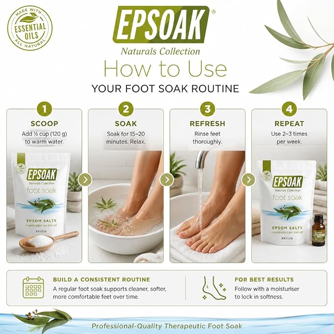 Tea Tree Oil Foot Soak with Epsoak Epsom Salt - 2 Pound Value Bag - Made in the USA