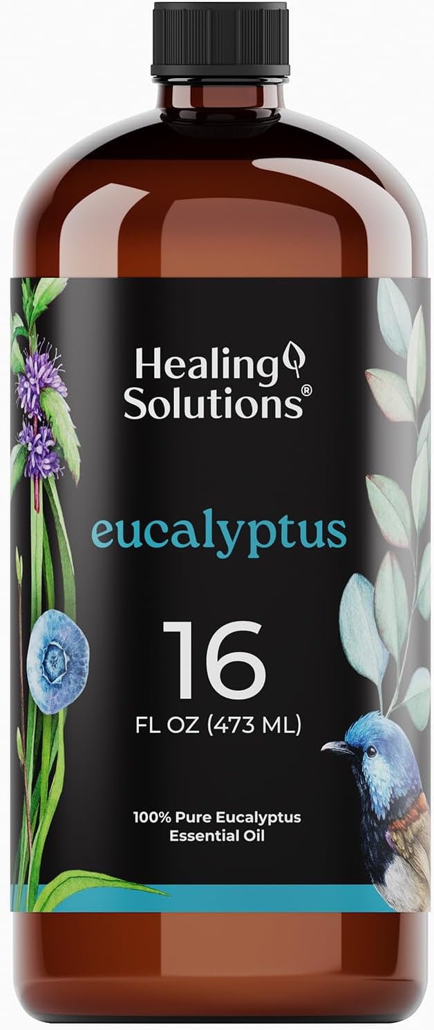 Healing Solutions Eucalyptus Essential Oil Bulk, 16oz - 100% Pure Bulk Eucalyptus Essential Oil Large Bottle for Diffusers, Home Care, Candles, Aromatherapy