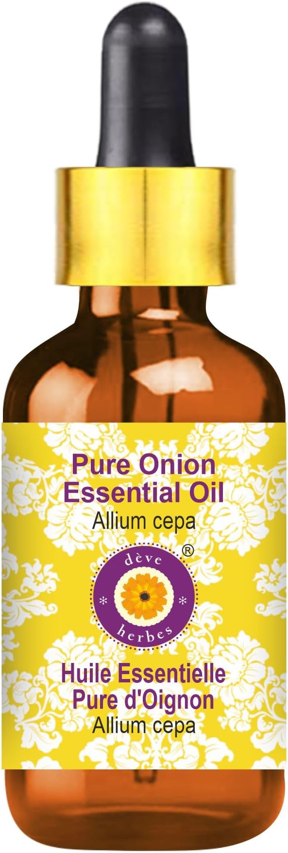 dève herbes Onion Essential Oil (Allium cepa) with Glass Dropper | Pure | Non-Sticky | Non-Greasy | Lightweight | Men & Women | All Skin Types | Steam Distilled 10ml (0.33 oz)