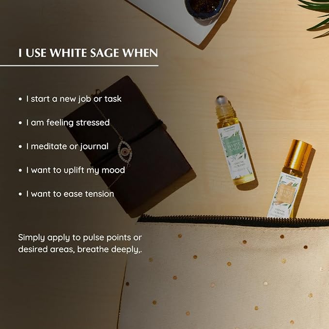 Californian White Sage Essential Oil Roll-On Blend by Aromafume | 10ml/0.33 fl oz | Aromatherapy Oil for Cleansing Negative Energy & Protection | Ethically sourced | Sage Oil for Smokeless Smudging