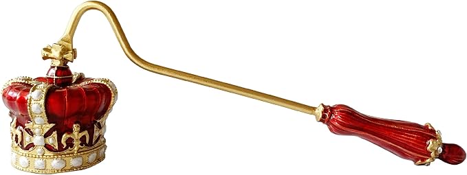 Red Crown Candle Snuffer, Hand-Painted Metal Candle Extinguisher with Non-Slip Handle, Elegant Decorative Candle Tool for Hanukkah, Christmas, Birthdays