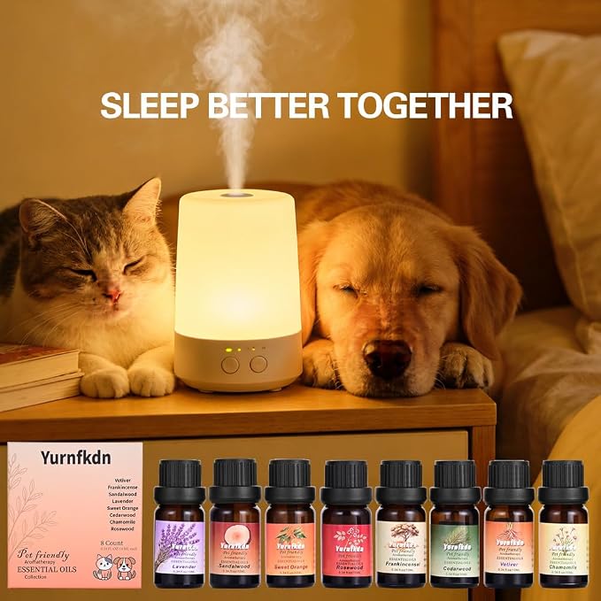 Pet Friendly Aromatherapy Essential Oils Collection,Safe for Dogs and Cats,Natural Relaxation and Stress Relief,Suitable for Aromatherapy Diffuser Bottles,Incense Sticks, and Candles Making (8, small)