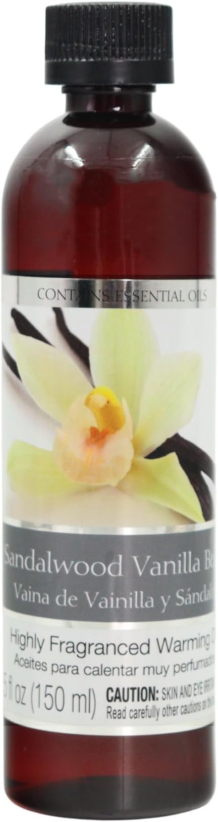 Hosley's Set of 2, 5 oz Sandalwood Vanilla Bean Fragrance Warming Oils. Ideal Gift for Weddings, spa, Reiki, Meditation, Bathroom Settings. P1