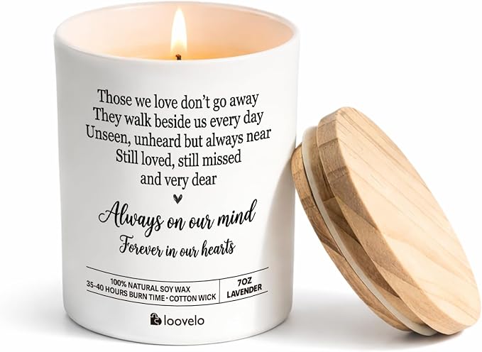 Those We Love Don't Go Away Sympathy Grief Gifts Bereavement Funeral Comfort Condolence Scented Candle Home Office Jar Candle Lavender Scent 7oz