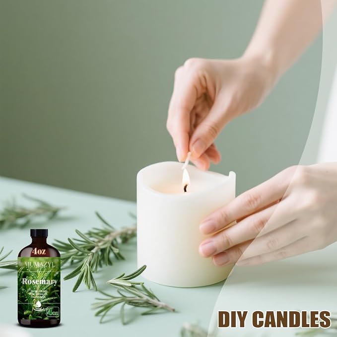 Rosemary Essential Oil, Rosemary Oil 4 Fl Oz 120ML for Diffuser Humidifier Yoga Cleaning DIY Candle Soap Making MUMAZYL Essential Oils