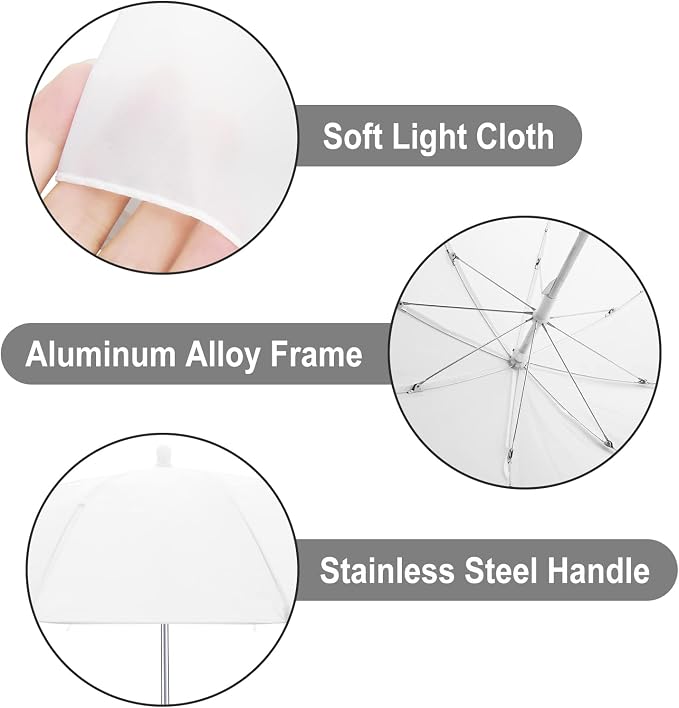 Cosmos 2 Pack Mini Photography Light Reflector Umbrella 20 Inch/ 50cm Diameter White Translucent Soft Umbrella Photography Photo Video Studio Mini Lighting Diffuser for Shooting (Bracket NOT Included)
