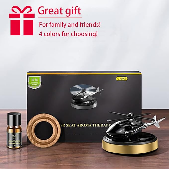 Al Alloy Helicopter Solar Air Freshener,Home&Car Interior Décor Model|Gold | Solar Rotating Diffuser for Car & Home. No Battery &Cable Needed. Premium Gold Al Alloy Freshens Air Naturally