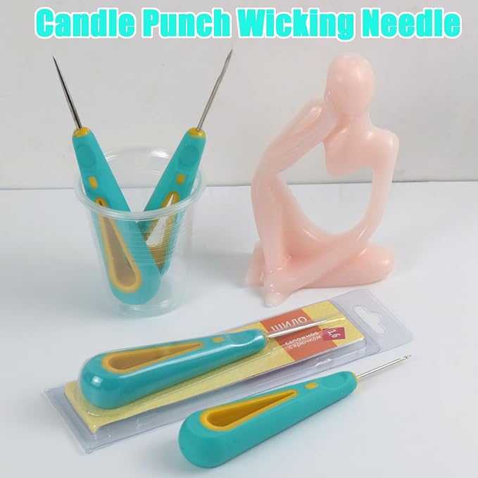 Candle Wick Needle for Silicone Molds, 3 Pcs Wicking Needle for Candle Making, Long Punch Needle Wick for Candle Making, Candle Mould Wick Threader Needle Wick Tool for Silicone Molds Making
