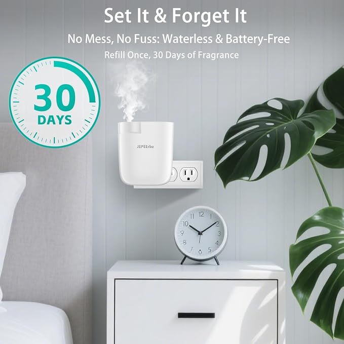 Waterless Diffuser, Plug in Diffuser for Essential Oils,Waterless Essential Oil Diffuser in Wall, Smart Bluetooth App Control, Up to 500 Sq.ft Coverage, White