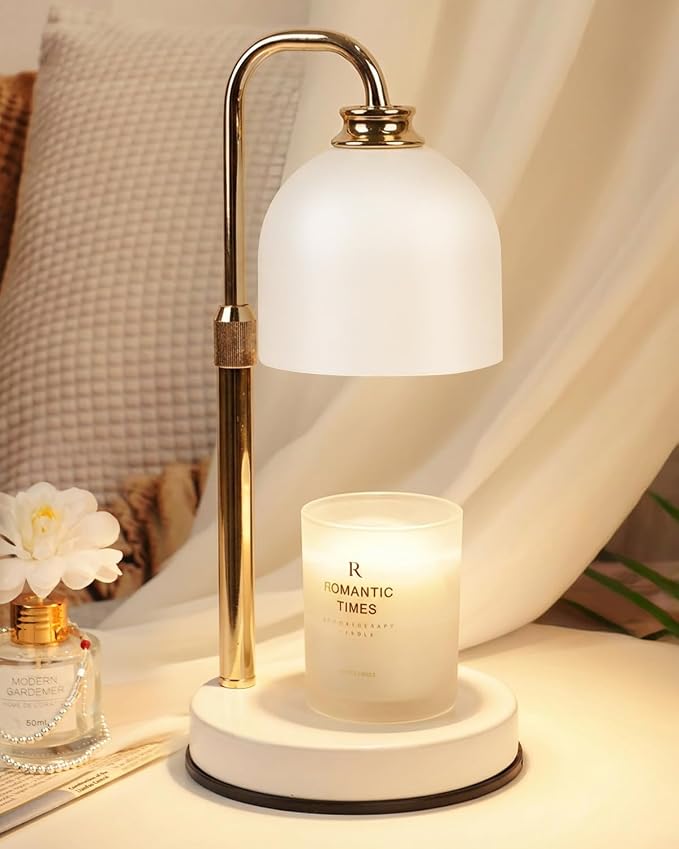Candle Warmer Lamp with Timer Dimmable,Mothers Day Birthday Gifts for Women Mom, Modern Candle Warmer, White Candle Lamp for Jar Scented Candles, Home Decor, Wax Melt Warmer with 2 Bulbs