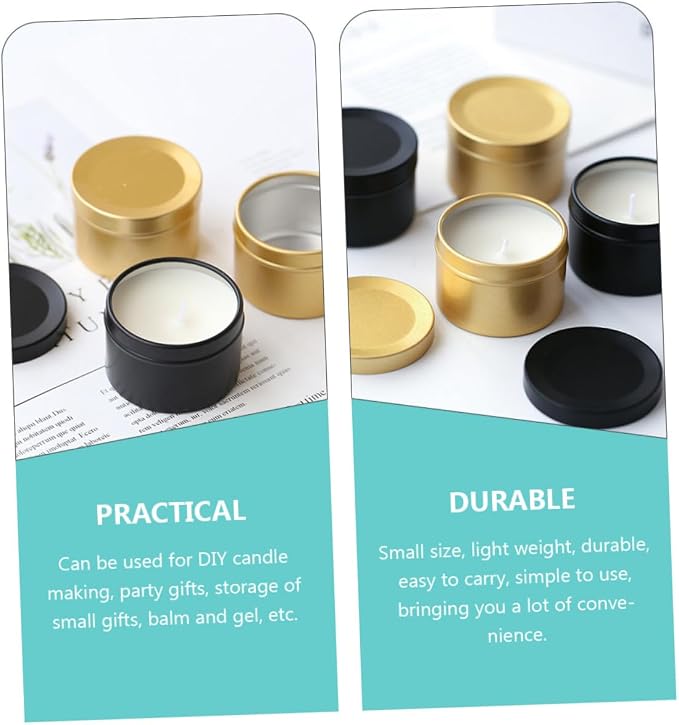 CORHAD 4pcs Aluminum Candle Jars for Candle Making Black Scented Containers Practical Storage for Solid and Liquid for Home Decor and Parties