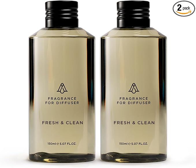 AromaPlan Scents, Clean Smelling Essential Oils, Fresh & Clean 5 Fl Oz (2 Pack)-Fresh Scent Essential Oil for Diffuser, USA Fragrance, Bigger Bottle, Bolder Aroma & Longer Lasting