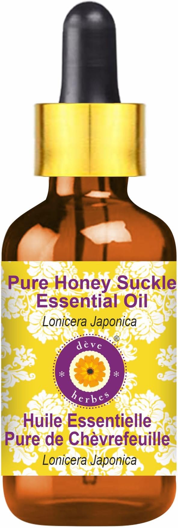 Deve Herbes Pure Honey Suckle Essential Oil (Lonicera Japonica) with Glass Dropper Steam Distilled 5ml(0.16oz)