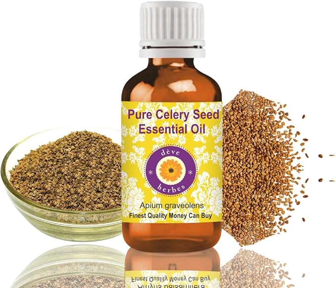 Deve Herbes Pure Celery Seed Essential Oil (Apium graveolens) Steam Distilled 10ml (0.33 oz)