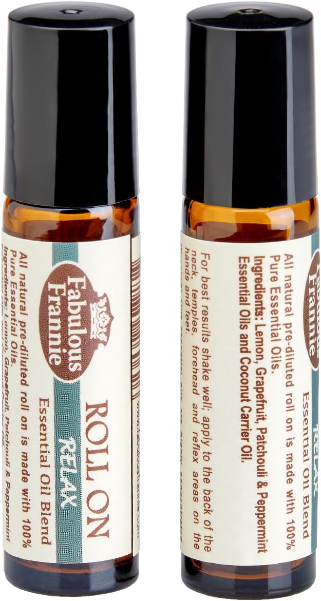 Fabulous Frannie Relax Essential Oil Blend Roll On 10ml Made with Coconut Carrier Oil Oil, Lemon, Grapefruit, Patchouli and Peppermint Essential Oils 10ml