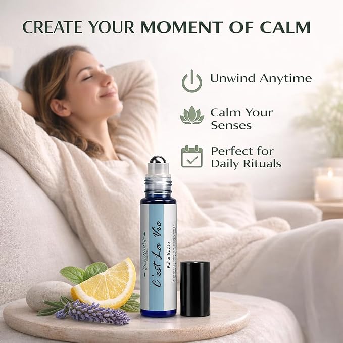 GreenHealth C’est La Vie Essential Oil Roll-On (10 ml) – Pre-Diluted Relaxing Aromatherapy Blend, Ready-to-Use Rollerball, Travel Size Calming Scent