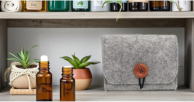 AUONY Essential Oil Carrying Case Bag, 6 Bottles Essential Oils Travel Organizer Pouch Bag for 5ML / 10ML / 15ML Oils