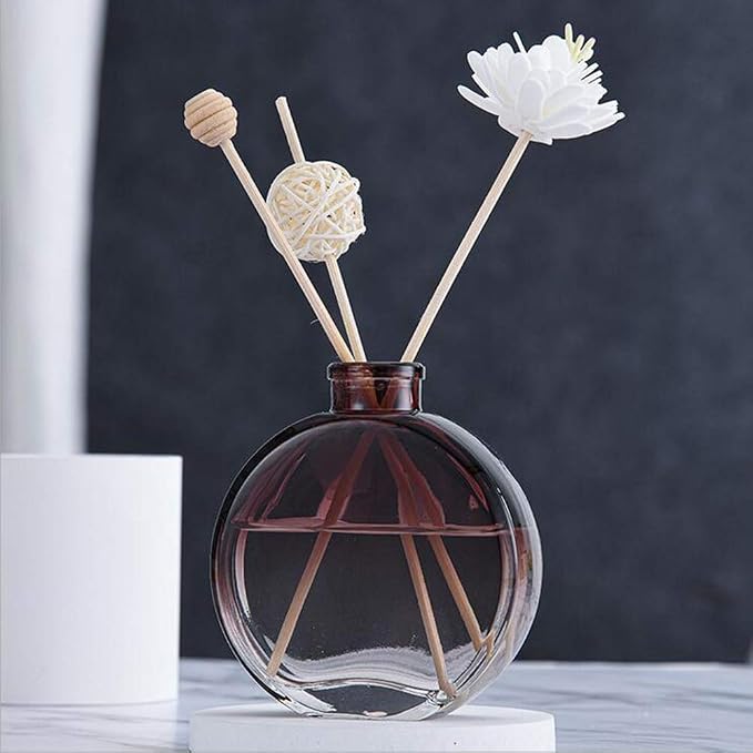 1Pcs 150ml/5oz Empty Refillable Glass Diffuser Bottles Aromatherapy Jar Container Fragrance Accessories Use for DIY Replacement Reed Diffuser Sticks Sets Essential Oils Crafts Decor, Brown Gradient